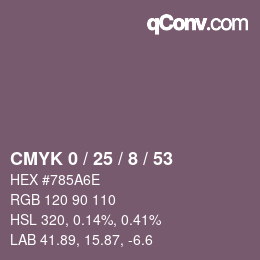 カラーコード: CMYK 0 / 25 / 8 / 53 | qconv.com