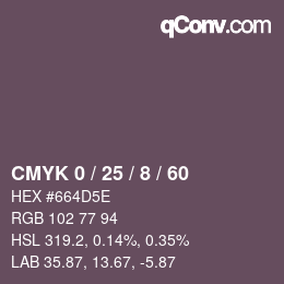 カラーコード: CMYK 0 / 25 / 8 / 60 | qconv.com