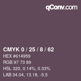 Color code: CMYK 0 / 25 / 8 / 62 | qconv.com