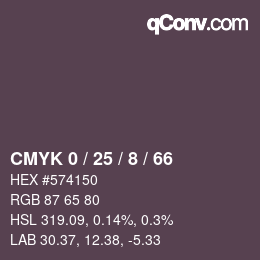 Color code: CMYK 0 / 25 / 8 / 66 | qconv.com