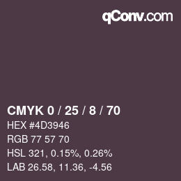 Color code: CMYK 0 / 25 / 8 / 70 | qconv.com