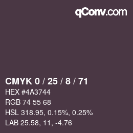 Color code: CMYK 0 / 25 / 8 / 71 | qconv.com