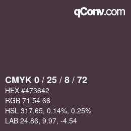 Color code: CMYK 0 / 25 / 8 / 72 | qconv.com