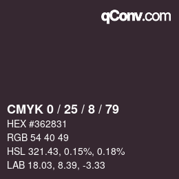 颜色代码: CMYK 0 / 25 / 8 / 79 | qconv.com