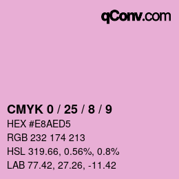 颜色代码: CMYK 0 / 25 / 8 / 9 | qconv.com