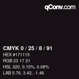 カラーコード: CMYK 0 / 25 / 8 / 91 | qconv.com