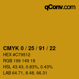 Color code: CMYK 0 / 25 / 91 / 22 | qconv.com