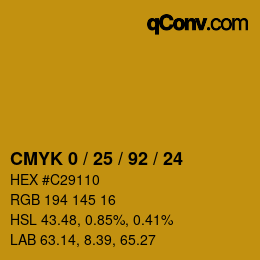 Color code: CMYK 0 / 25 / 92 / 24 | qconv.com