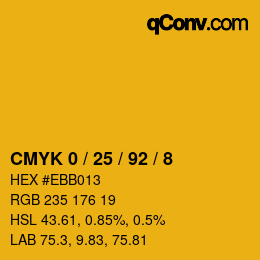 カラーコード: CMYK 0 / 25 / 92 / 8 | qconv.com