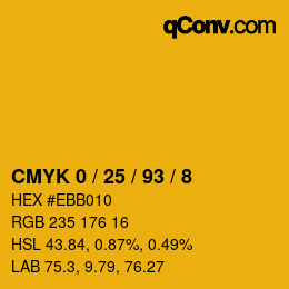 Color code: CMYK 0 / 25 / 93 / 8 | qconv.com
