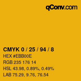 カラーコード: CMYK 0 / 25 / 94 / 8 | qconv.com
