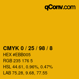 颜色代码: CMYK 0 / 25 / 98 / 8 | qconv.com