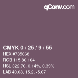 Color code: CMYK 0 / 25 / 9 / 55 | qconv.com