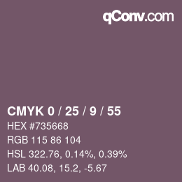 カラーコード: CMYK 0 / 25 / 9 / 55 | qconv.com