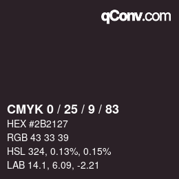 Farbcode: CMYK 0 / 25 / 9 / 83 | qconv.com