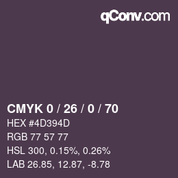 Color code: CMYK 0 / 26 / 0 / 70 | qconv.com