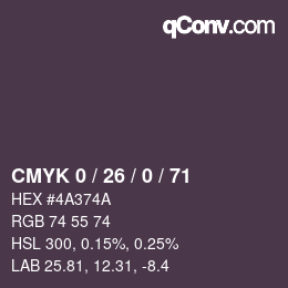 Color code: CMYK 0 / 26 / 0 / 71 | qconv.com