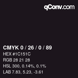カラーコード: CMYK 0 / 26 / 0 / 89 | qconv.com