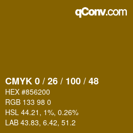 颜色代码: CMYK 0 / 26 / 100 / 48 | qconv.com