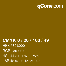 颜色代码: CMYK 0 / 26 / 100 / 49 | qconv.com