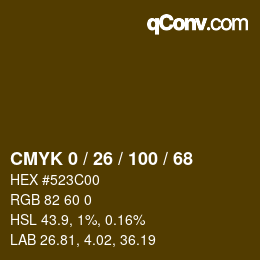 カラーコード: CMYK 0 / 26 / 100 / 68 | qconv.com