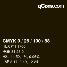 カラーコード: CMYK 0 / 26 / 100 / 88 | qconv.com