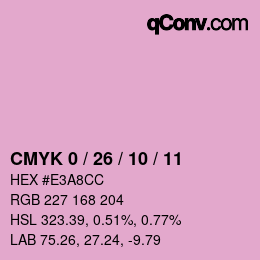 カラーコード: CMYK 0 / 26 / 10 / 11 | qconv.com