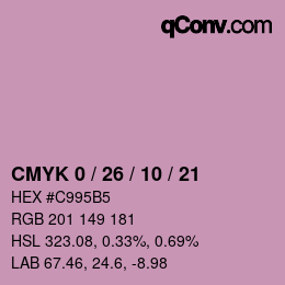 カラーコード: CMYK 0 / 26 / 10 / 21 | qconv.com