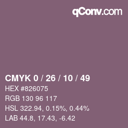 カラーコード: CMYK 0 / 26 / 10 / 49 | qconv.com