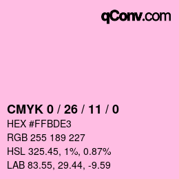 カラーコード: CMYK 0 / 26 / 11 / 0 | qconv.com