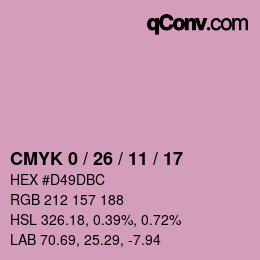 カラーコード: CMYK 0 / 26 / 11 / 17 | qconv.com