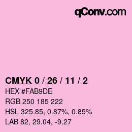 カラーコード: CMYK 0 / 26 / 11 / 2 | qconv.com