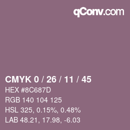 Color code: CMYK 0 / 26 / 11 / 45 | qconv.com