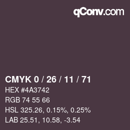 Color code: CMYK 0 / 26 / 11 / 71 | qconv.com