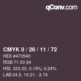 Color code: CMYK 0 / 26 / 11 / 72 | qconv.com