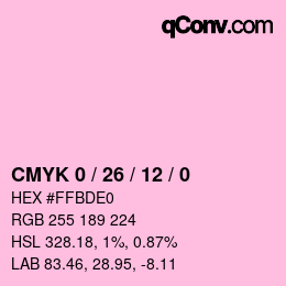 カラーコード: CMYK 0 / 26 / 12 / 0 | qconv.com