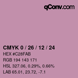 カラーコード: CMYK 0 / 26 / 12 / 24 | qconv.com