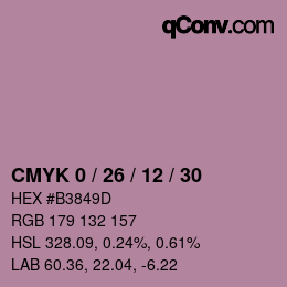 カラーコード: CMYK 0 / 26 / 12 / 30 | qconv.com