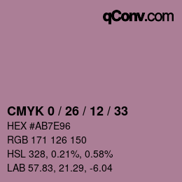 Color code: CMYK 0 / 26 / 12 / 33 | qconv.com