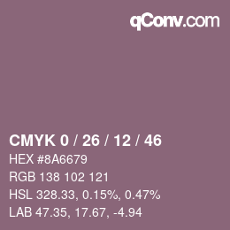 カラーコード: CMYK 0 / 26 / 12 / 46 | qconv.com