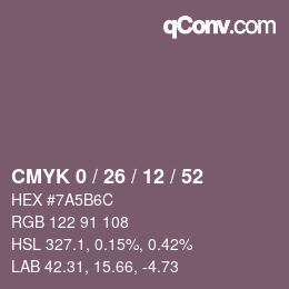 カラーコード: CMYK 0 / 26 / 12 / 52 | qconv.com