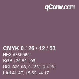 Color code: CMYK 0 / 26 / 12 / 53 | qconv.com