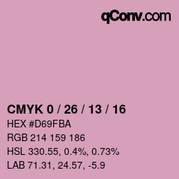 カラーコード: CMYK 0 / 26 / 13 / 16 | qconv.com