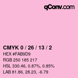 カラーコード: CMYK 0 / 26 / 13 / 2 | qconv.com