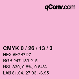 カラーコード: CMYK 0 / 26 / 13 / 3 | qconv.com