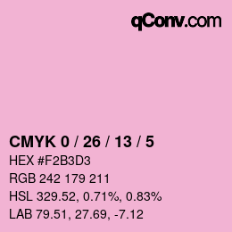 カラーコード: CMYK 0 / 26 / 13 / 5 | qconv.com