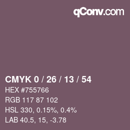 颜色代码: CMYK 0 / 26 / 13 / 54 | qconv.com