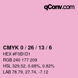 カラーコード: CMYK 0 / 26 / 13 / 6 | qconv.com