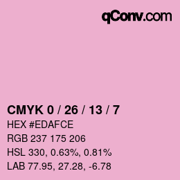 カラーコード: CMYK 0 / 26 / 13 / 7 | qconv.com