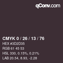 Color code: CMYK 0 / 26 / 13 / 76 | qconv.com